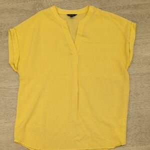 RACHEL Rachel Roy Yellow Boxy Cap Sleeve Blouse